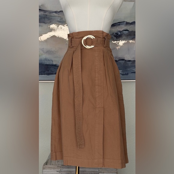Banana Republic Dresses & Skirts - NWT Banana Republic Tan Belted Paper Bag Midi Skirt Size-6Tall